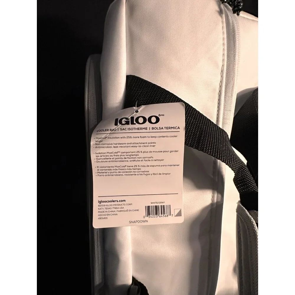 NWT Igloo 36 Can Maxcold Snapdown‎ Cooler Bag - White/Gray